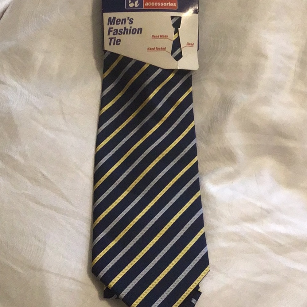 Men's Fashion Tie in Blue and Yellow Stripes